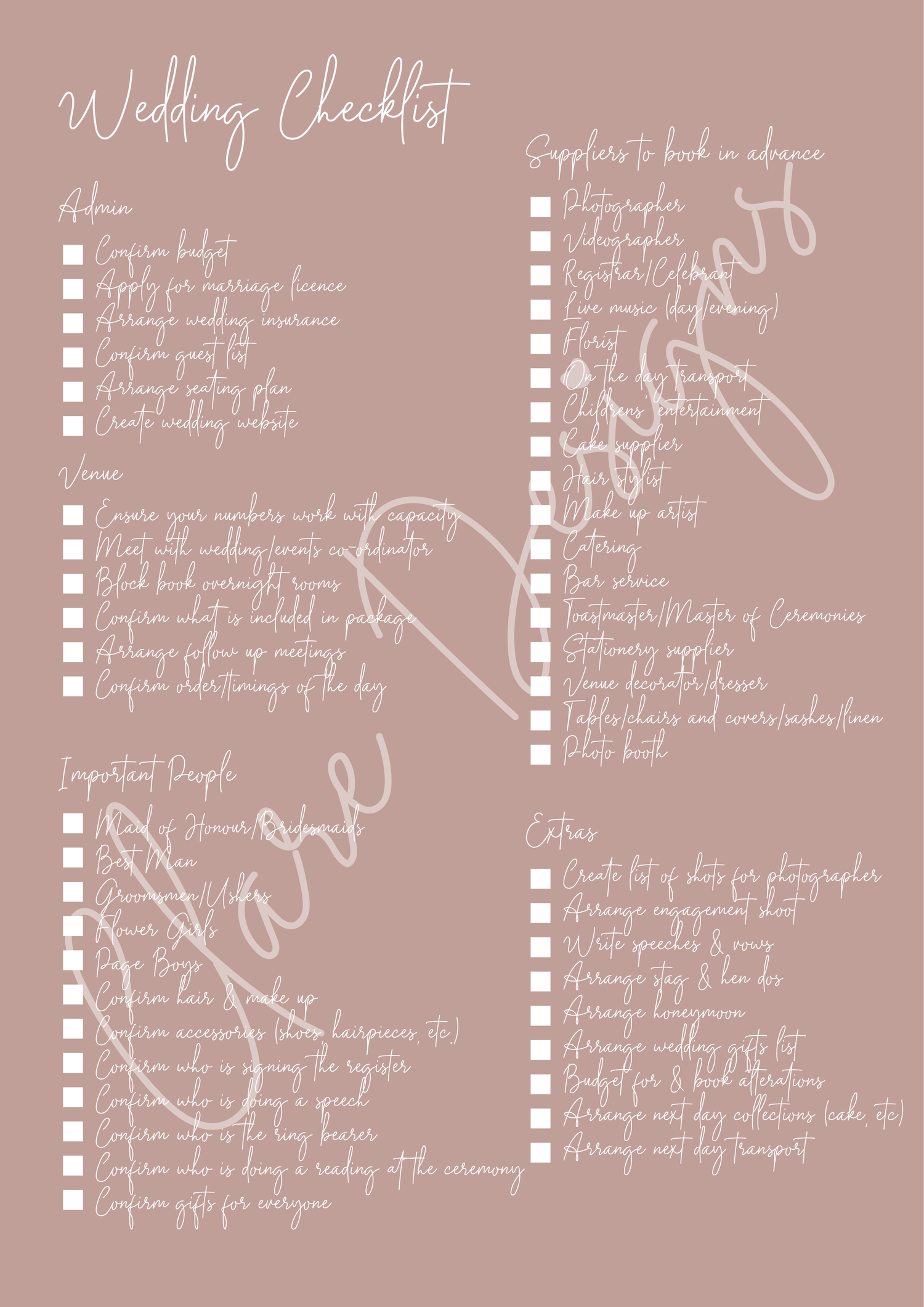 Wedding Checklist
