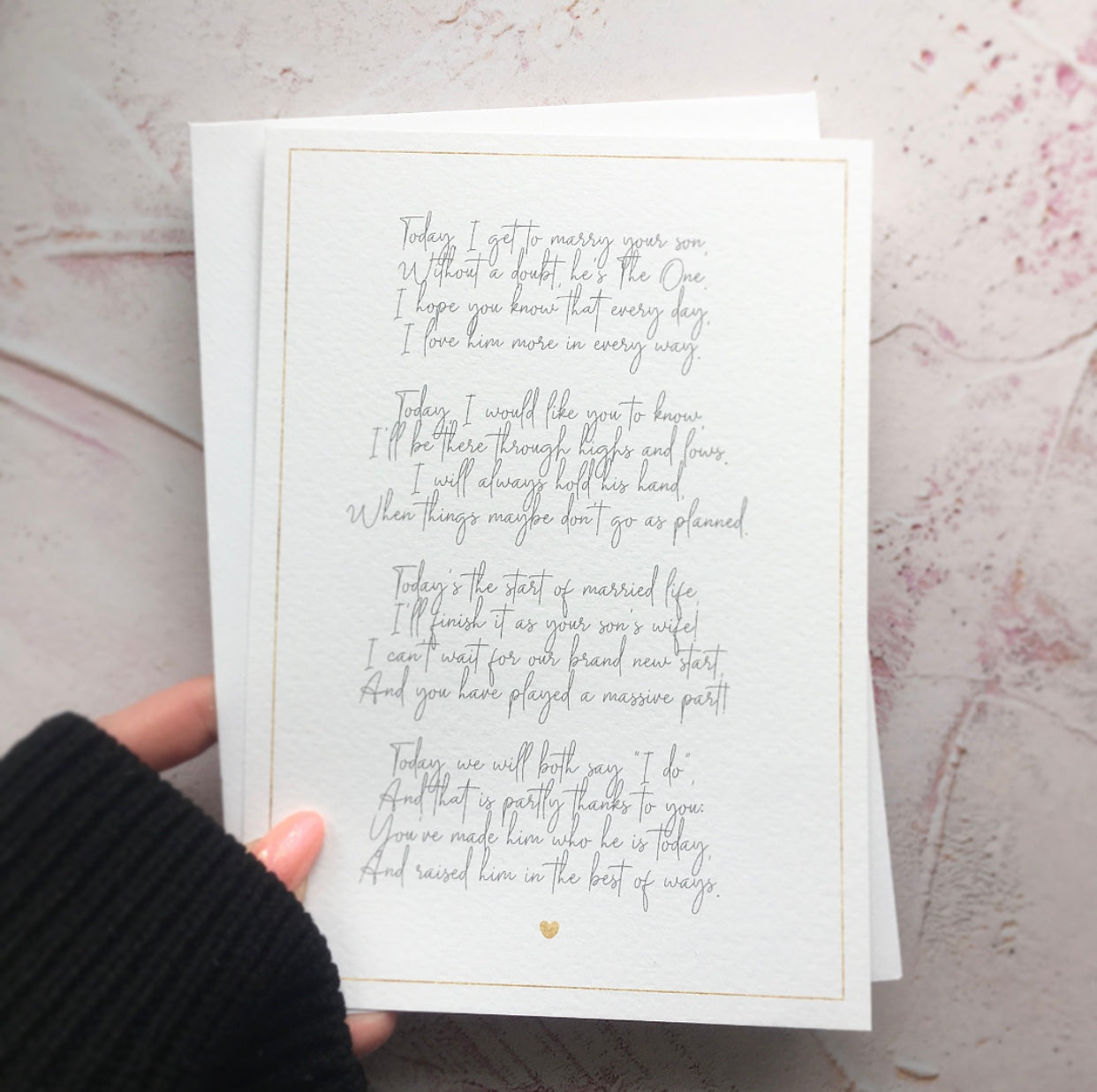 'Today, I will marry your son' Wedding Day Seconds Poem Print