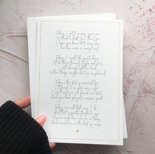 'Today, I will marry your son' - Poem to Gift Future Mother- or Father-in-Law - Download & Print