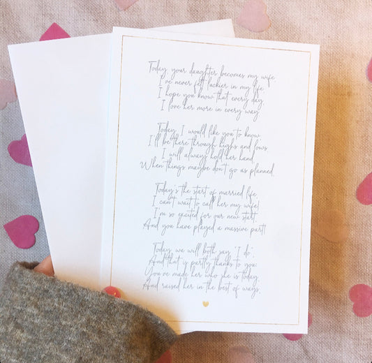 'Today, I will marry your daughter' Poem - Gift to Bride's Parents, In-Laws