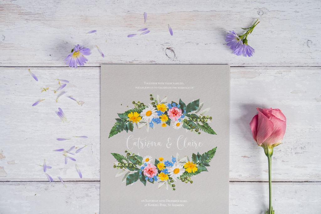 Vintage Grey Floral Invitation