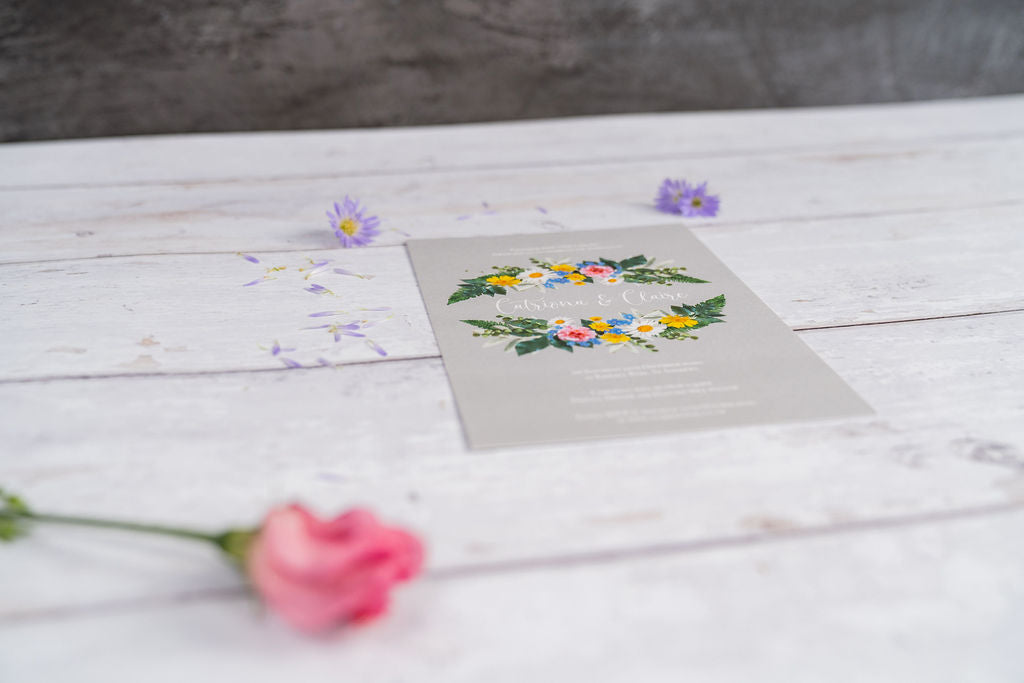 Vintage Grey Floral Invitation