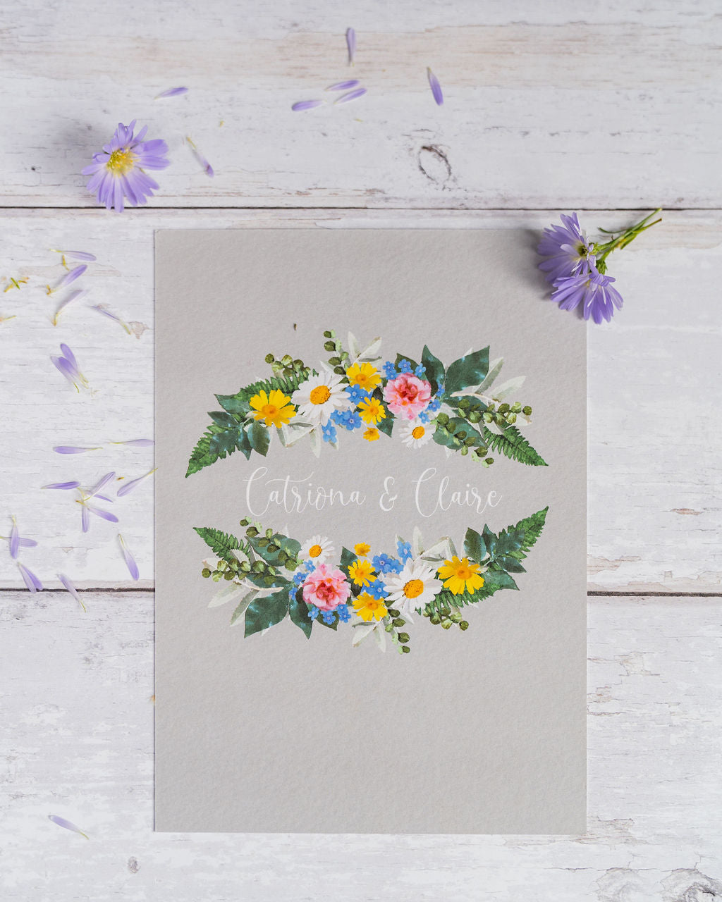 Vintage Grey Floral Invitation