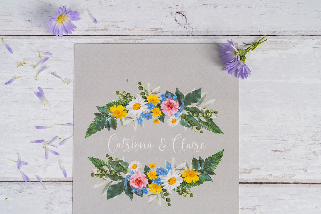 Vintage Grey Floral Invitation