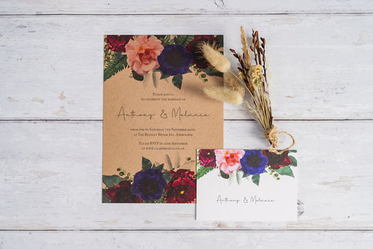 Vintage Kraft Floral Invitation