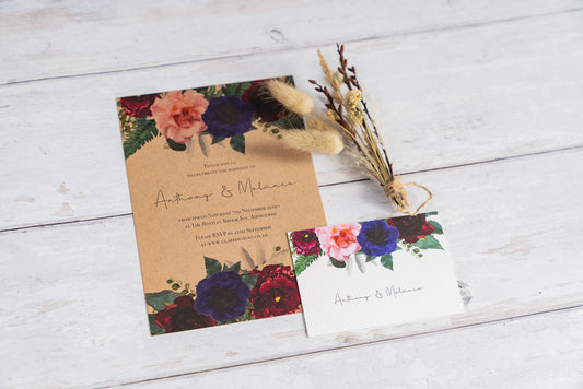 Vintage Kraft Floral Invitation