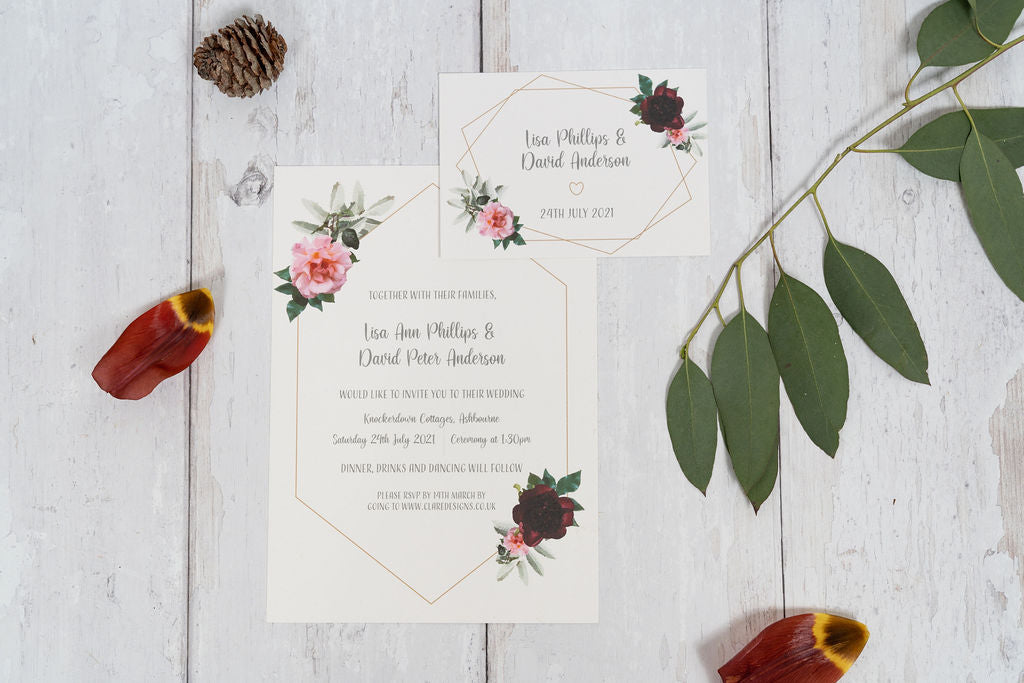 Floral Geometric Frame Invitation