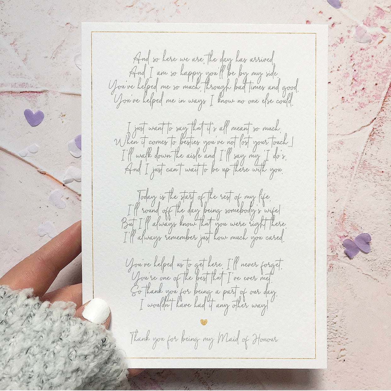 'Thank you for being my Maid of Honour' Seconds Poem Print