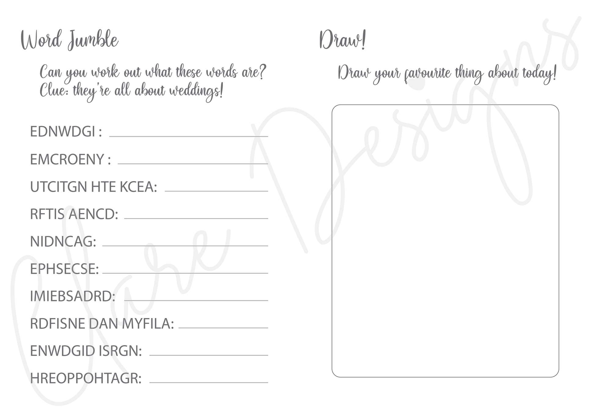 Clare Designs | FREE Kids' Wedding Activity Booklet clare-designs-free-kids-wedding-activity-booklet