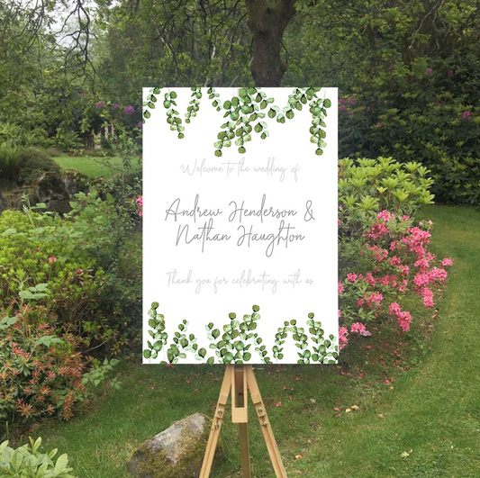 Eucalyptus Welcome to the Wedding Sign; Digital Version, Print Yourself