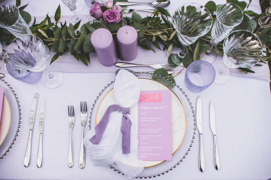 Lavender & Blush Menus