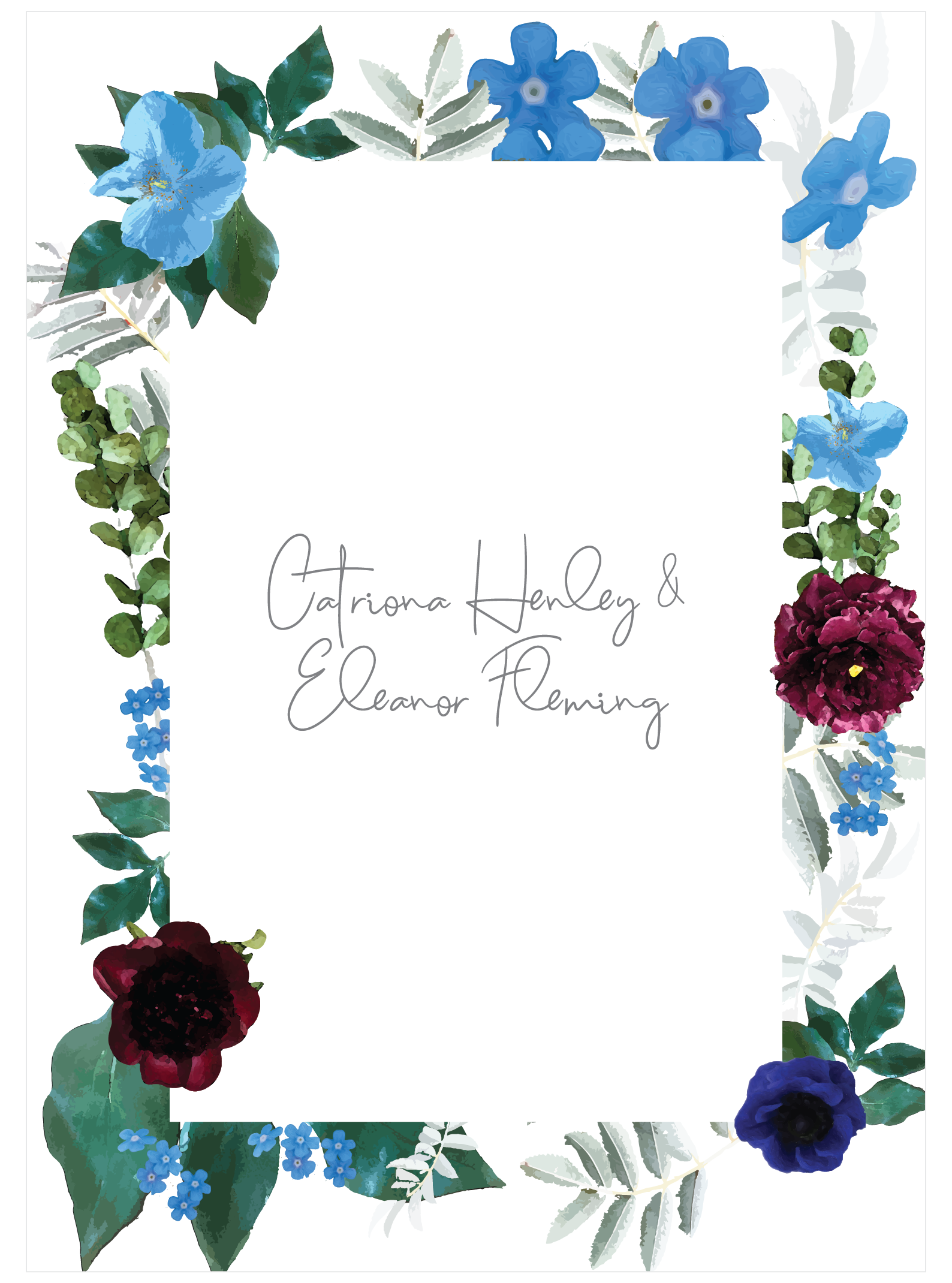 Floral Border Frame Wedding Invitation / Floral Wedding / Natural Wedding / Wedding Flowers