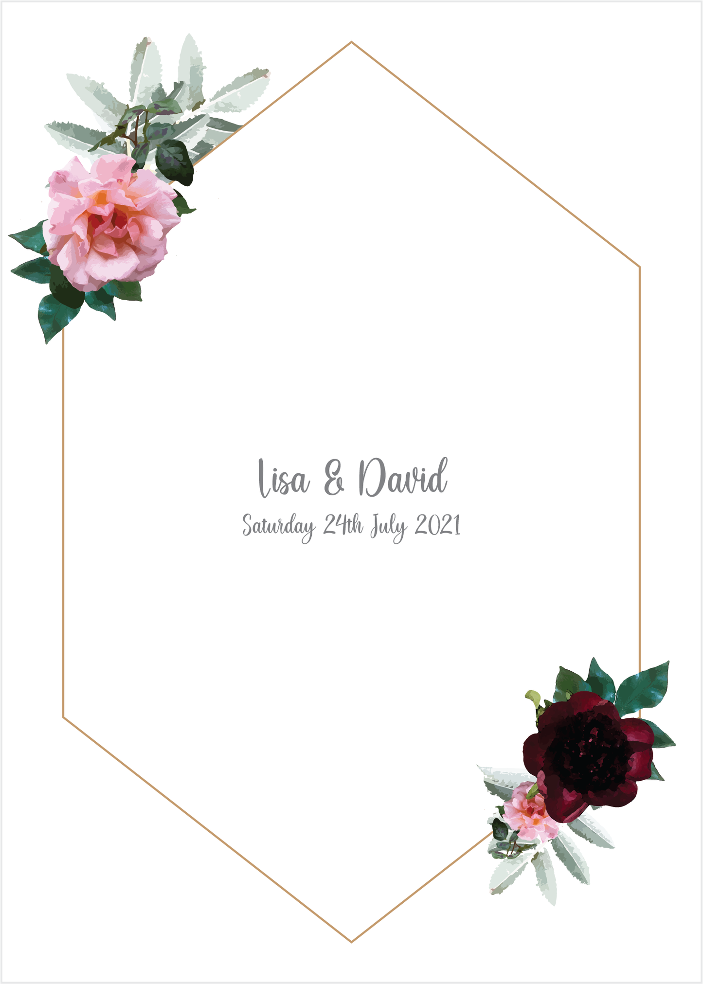 Floral Geometric Frame Wedding Invitation