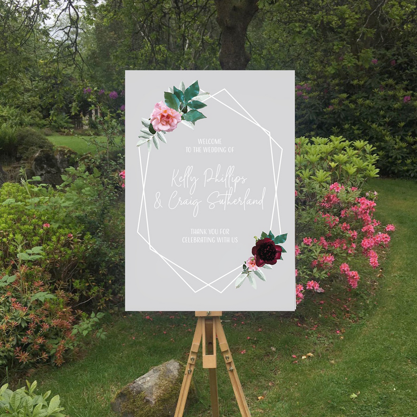 Floral Geometric Welcome to the Wedding Sign; Digital Version, Print Yourself