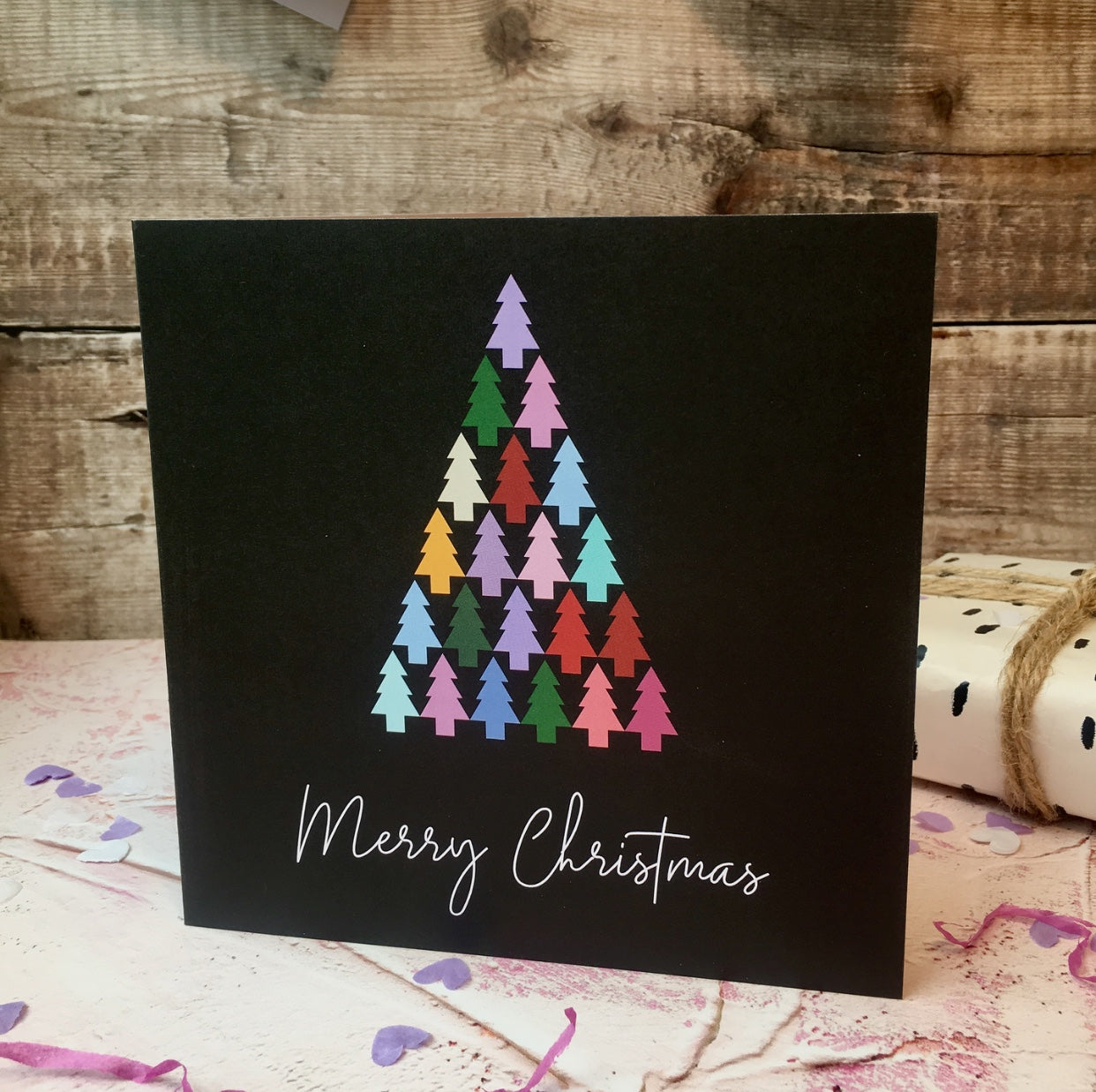 Multi-Coloured Christmas Trees Card - 50% off - Last one