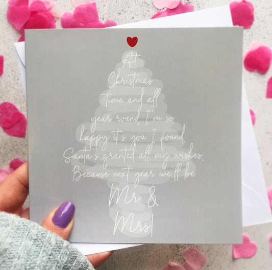 Last Christmas as Mr & Miss Card, Last Christmas Engaged Card for your Fiancé(e)