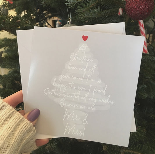 Newlywed Mr & Mrs Christmas Card, For Your Wife, Husband