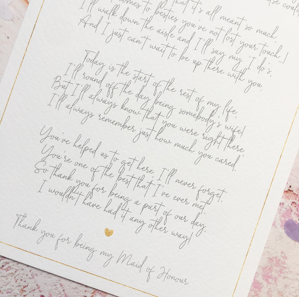 'Thank you for being my Bridesmaid/Maid of Honour' Poem Print