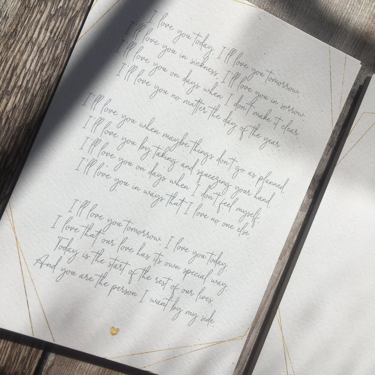Wedding Poem / Wedding Morning Gift for Bride or Groom / 'I Love You' poem printed 5x7" onto textured card, comes with an envelope / Double-sided print for your Bride/Groom
