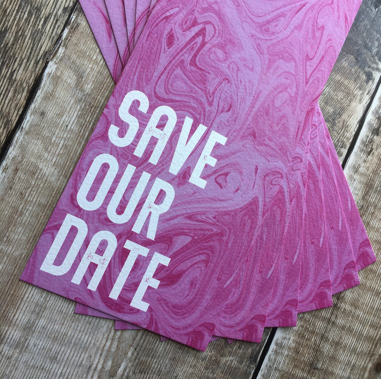Pink Marble Bookmark Save Our Date