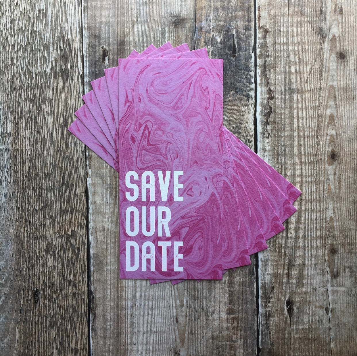 Pink Marble Bookmark Save Our Date