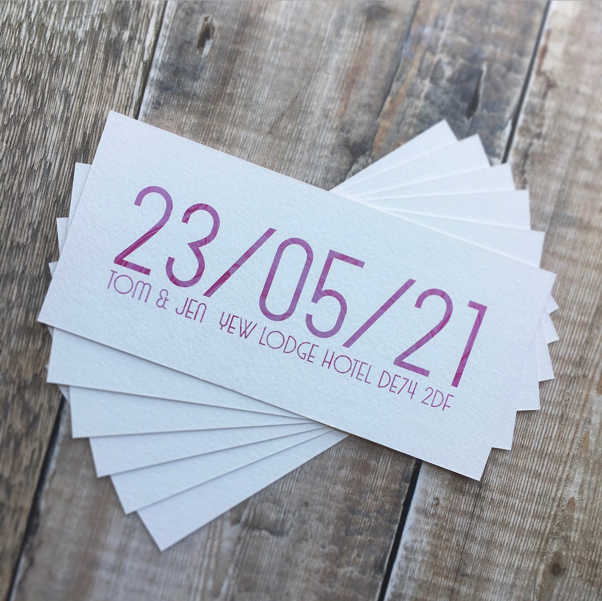 Pink Marble Bookmark Save Our Date