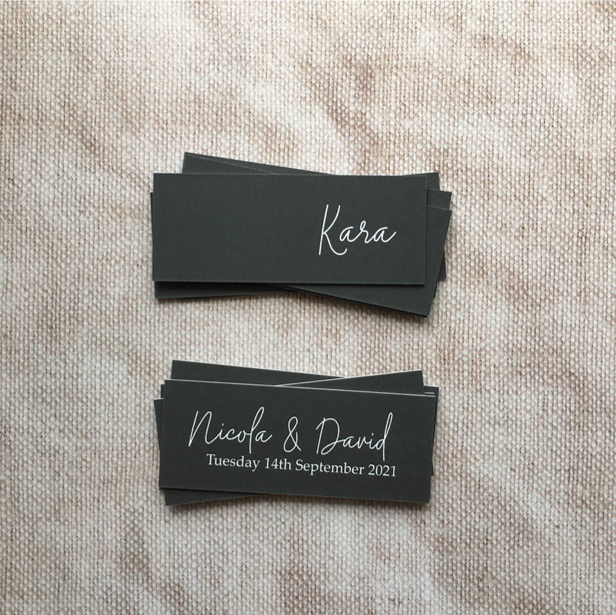 Grey Mini Wedding Guest Place Names