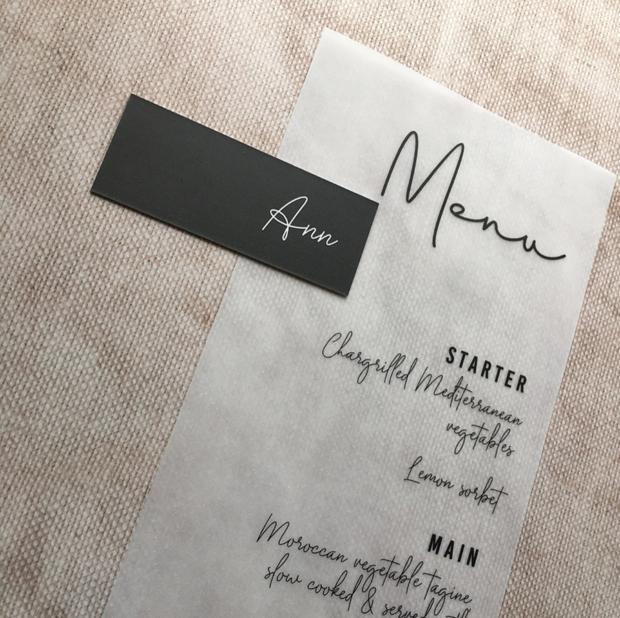 Grey Mini Wedding Guest Place Names