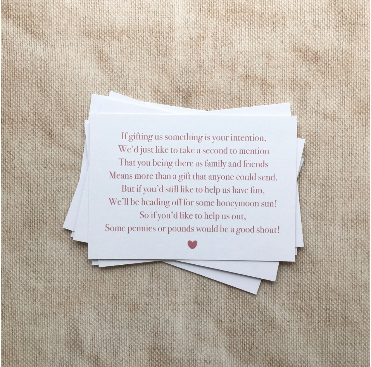 Simple Honeymoon Fund Poem Insert