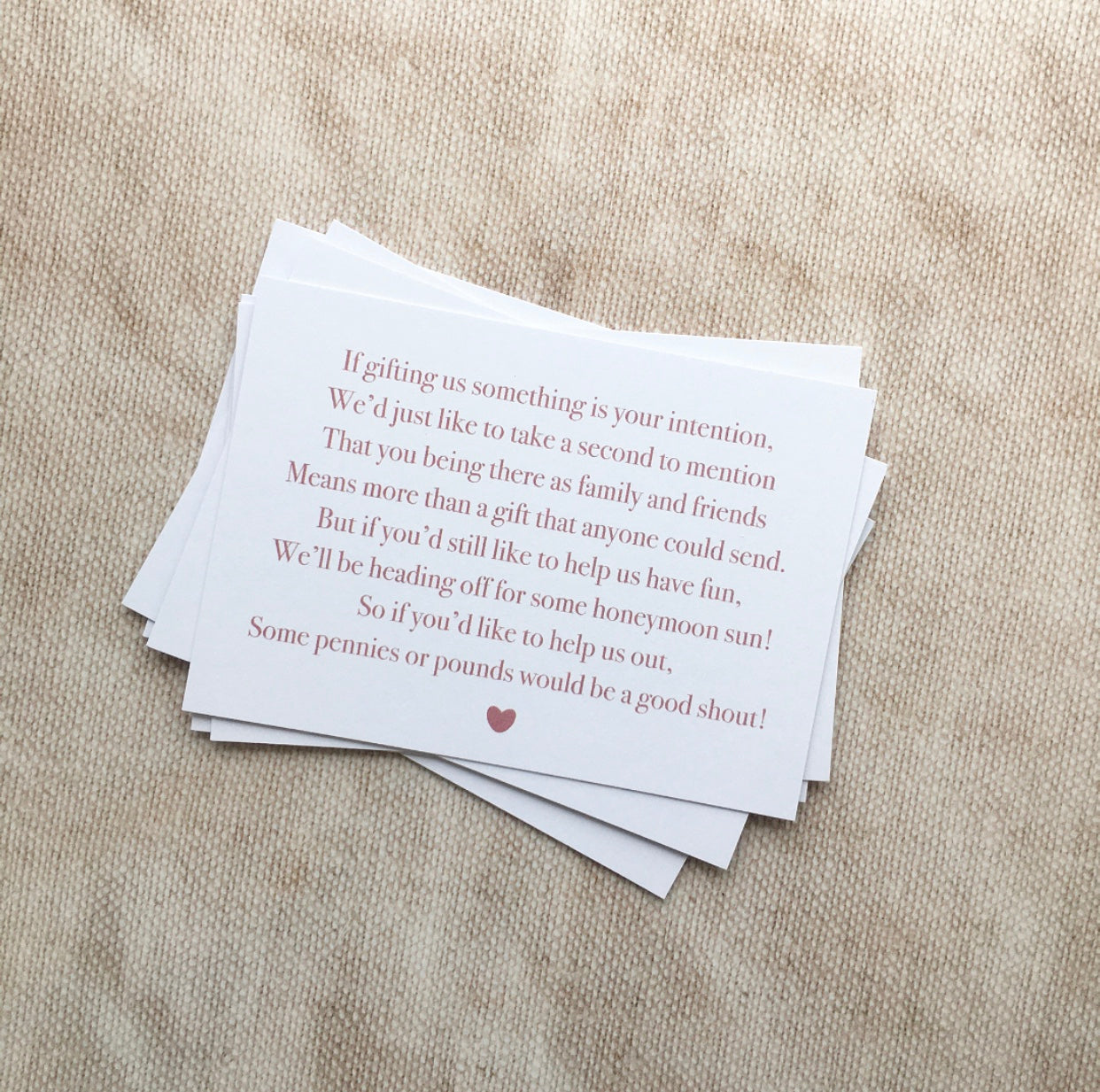 Simple Honeymoon Fund Poem Insert