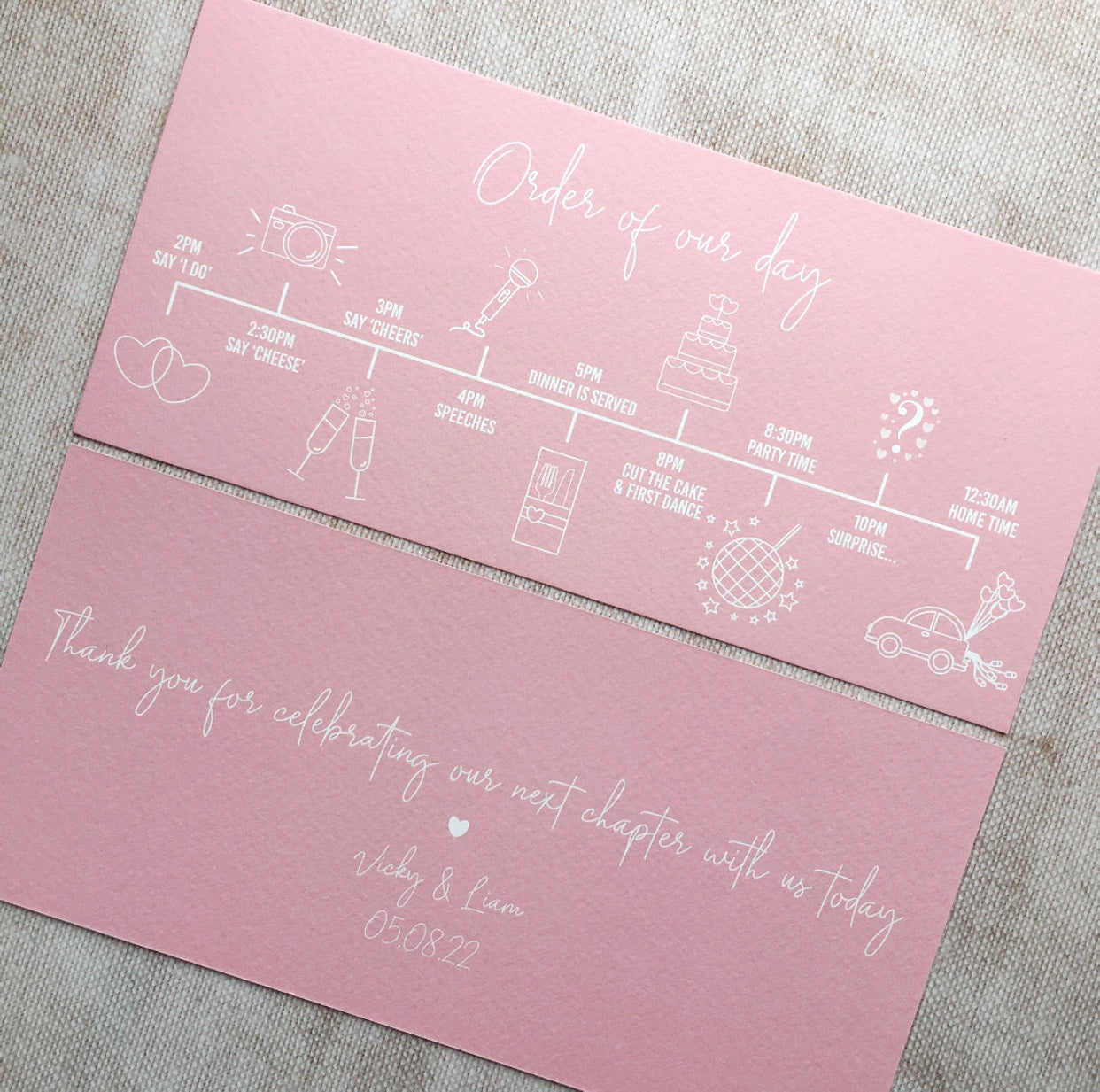 Blush Order of the Day Timeline Postcards