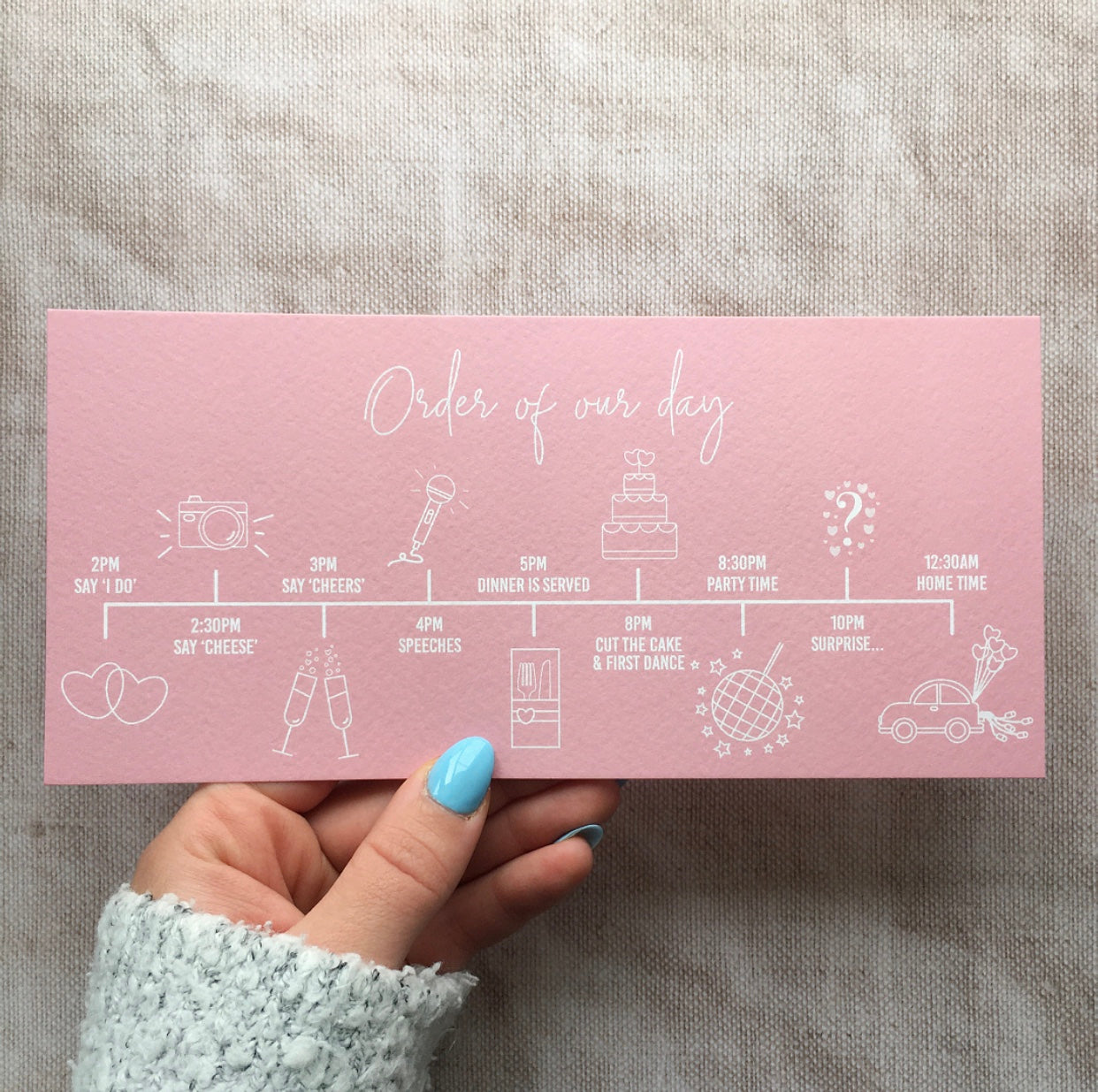 Blush Order of the Day Timeline Postcards