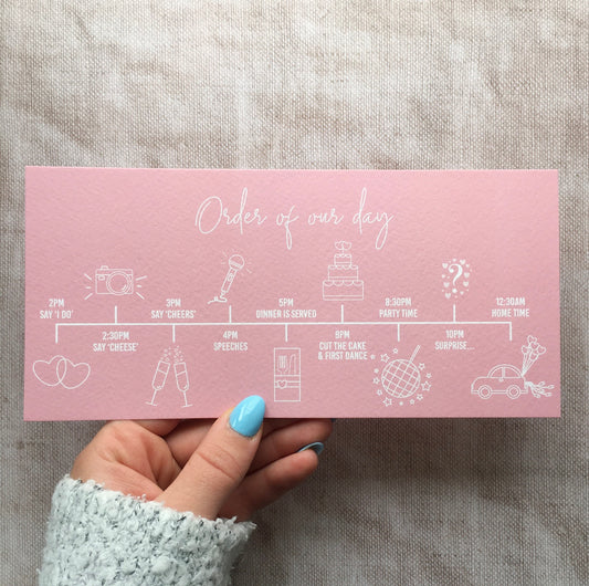 Blush Order of the Day Timeline Postcards