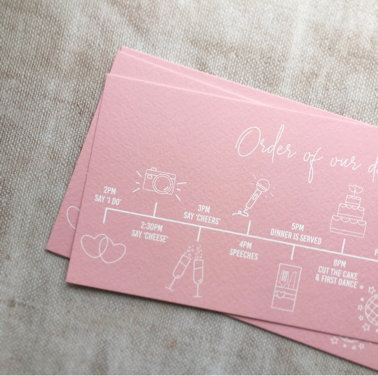 Blush Order of the Day Timeline Postcards