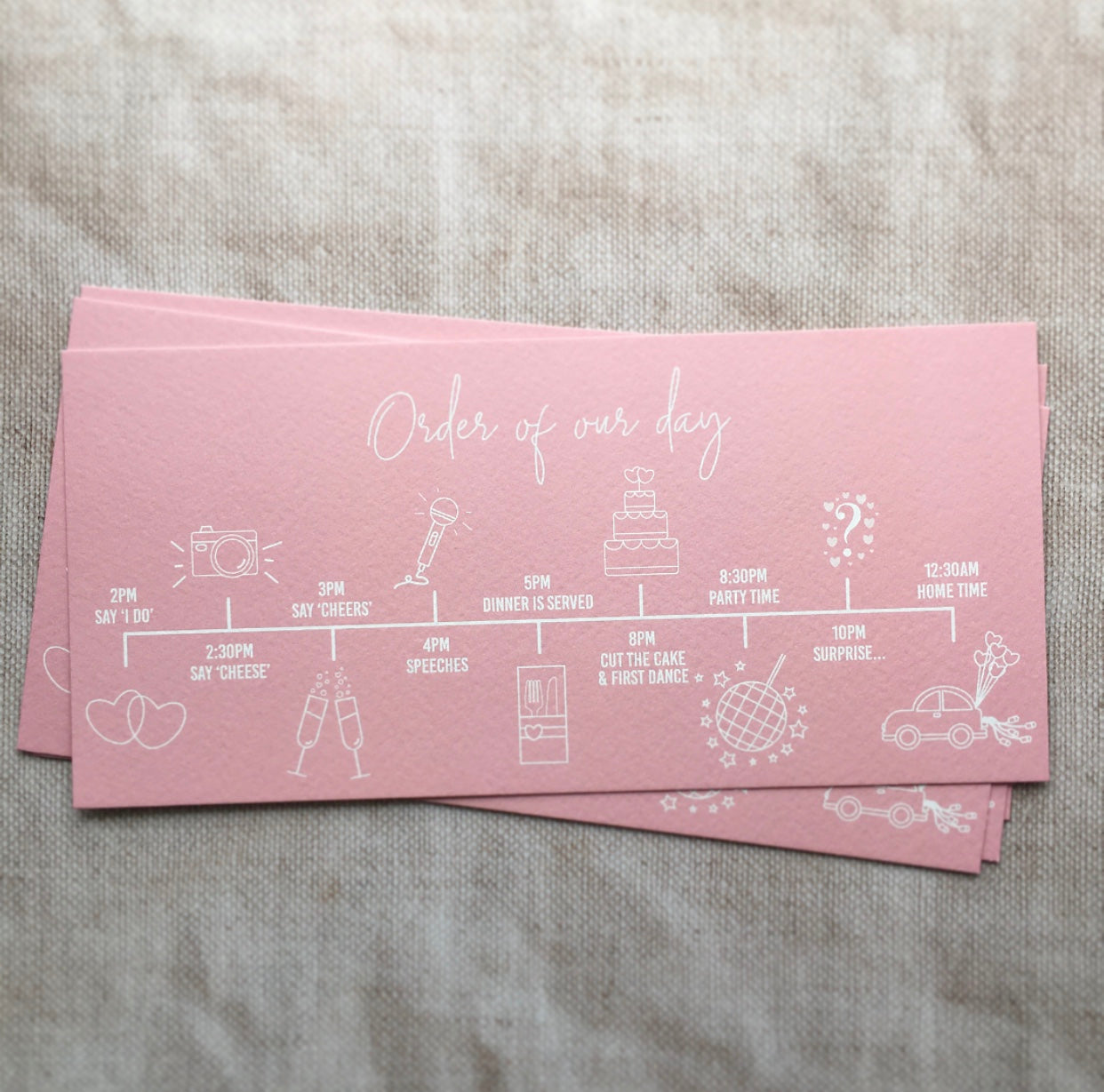 Blush Order of the Day Timeline Postcards