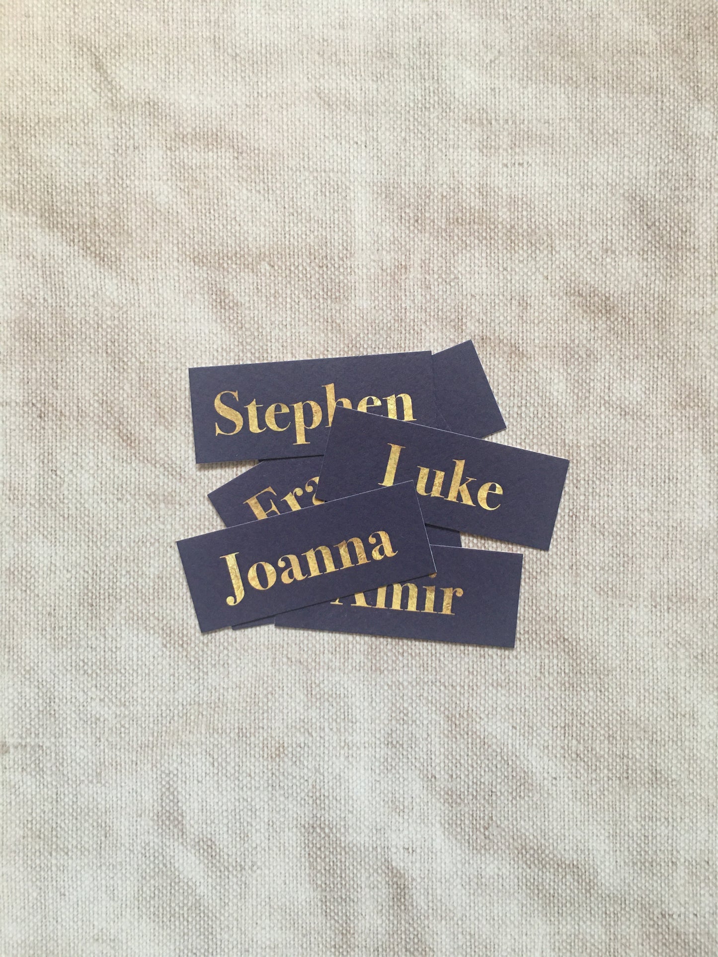 Navy & Gold Wedding Guest Place Names