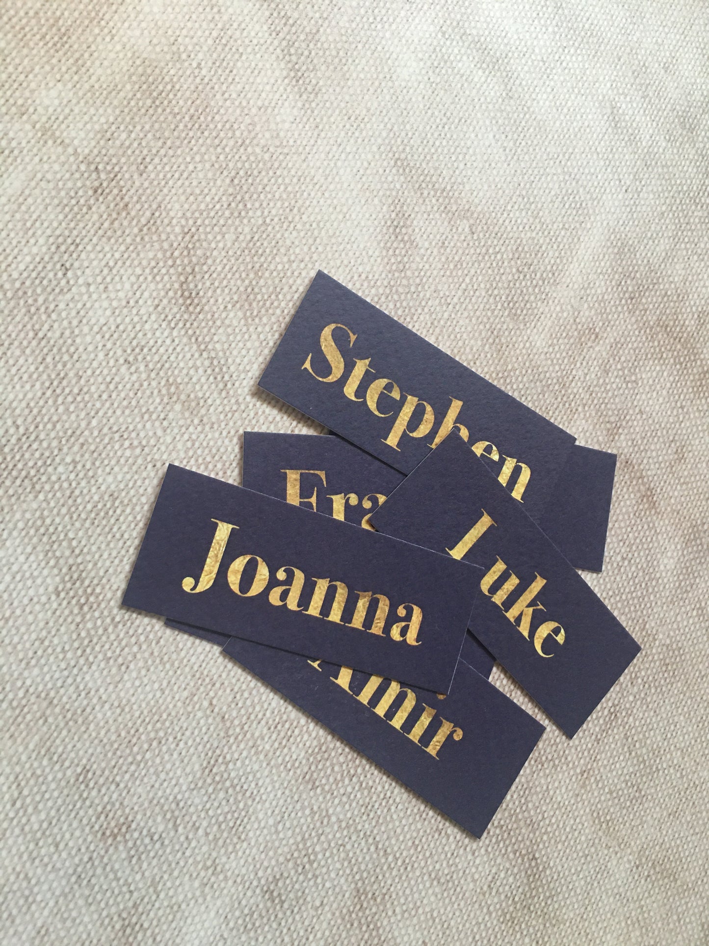 Navy & Gold Wedding Guest Place Names
