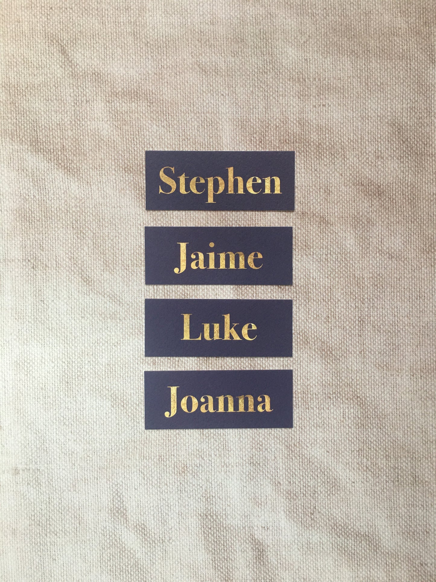 Navy & Gold Wedding Guest Place Names