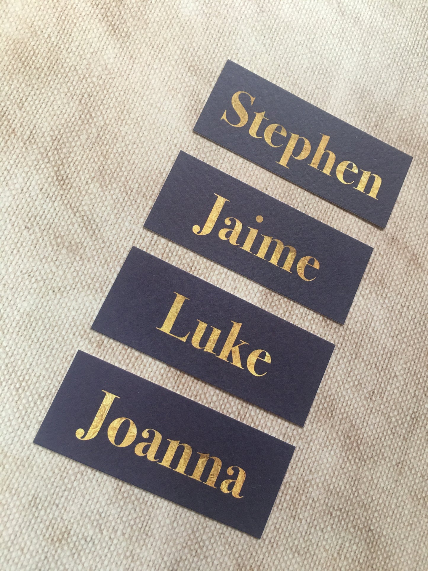 Navy & Gold Wedding Guest Place Names