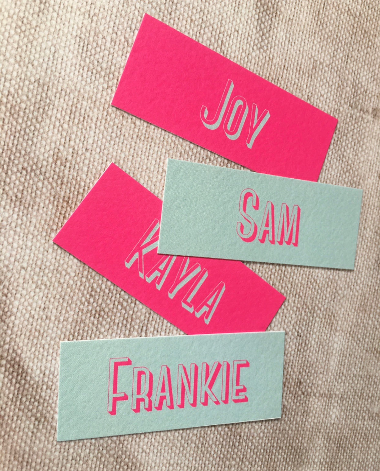 Bold Wedding Place Name Cards