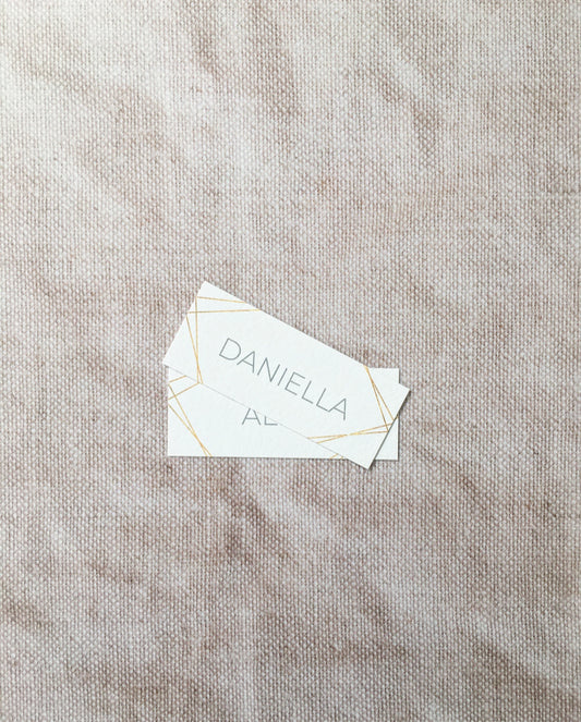 White & Gold Geometric Wedding Place Name Cards
