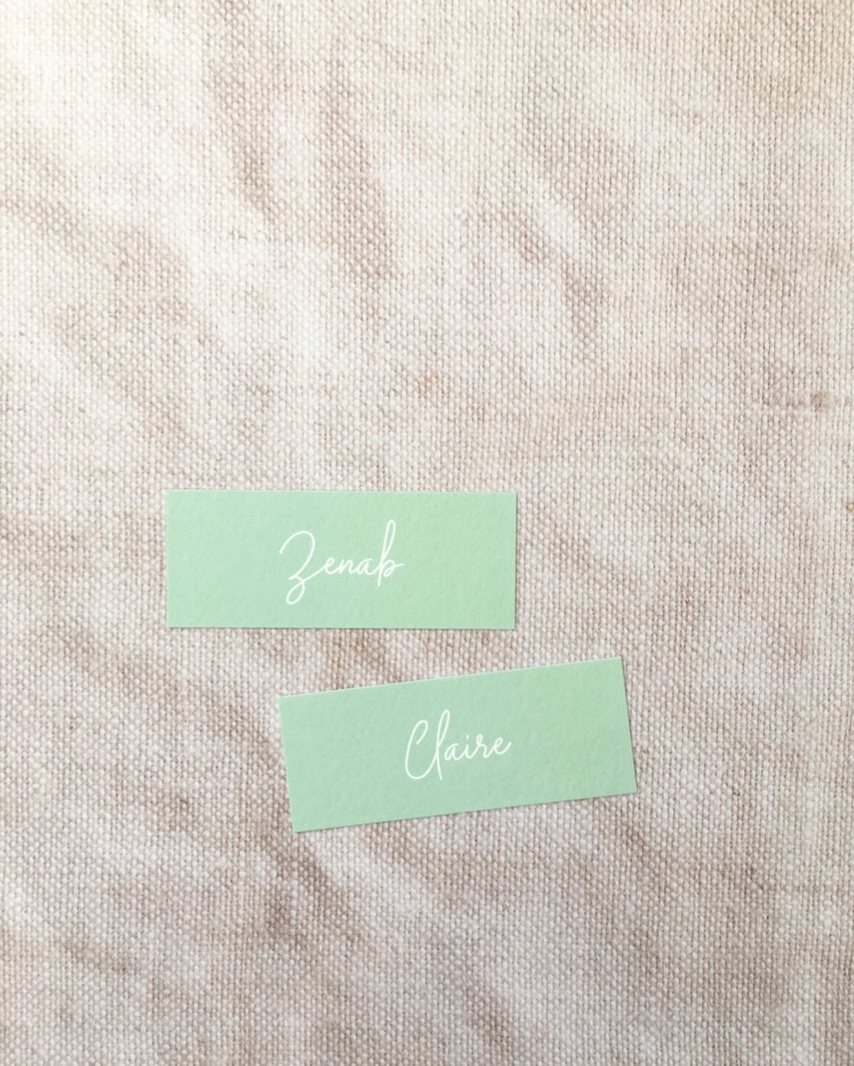 Clare Designs | Flat Wedding Placed Name Cards, Available in 16 Colours, Sage Green