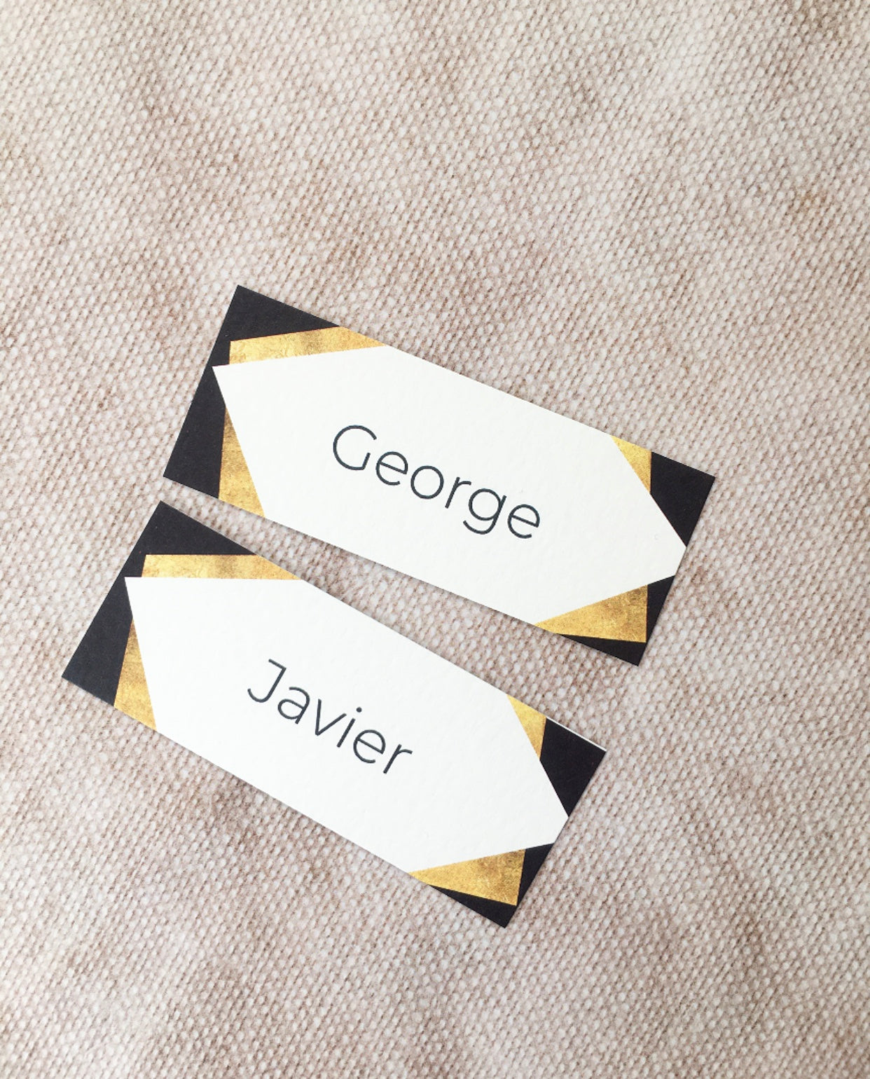 Black & Gold Art Deco-Style Wedding Place Name Cards