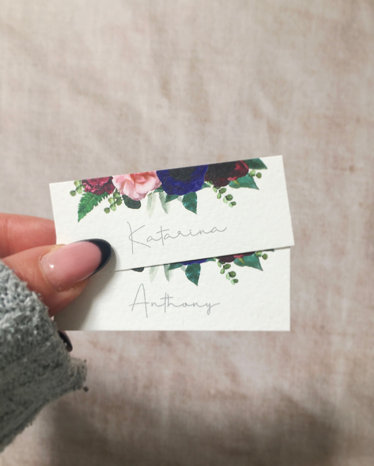 Rustic Floral Wedding Place Name Cards