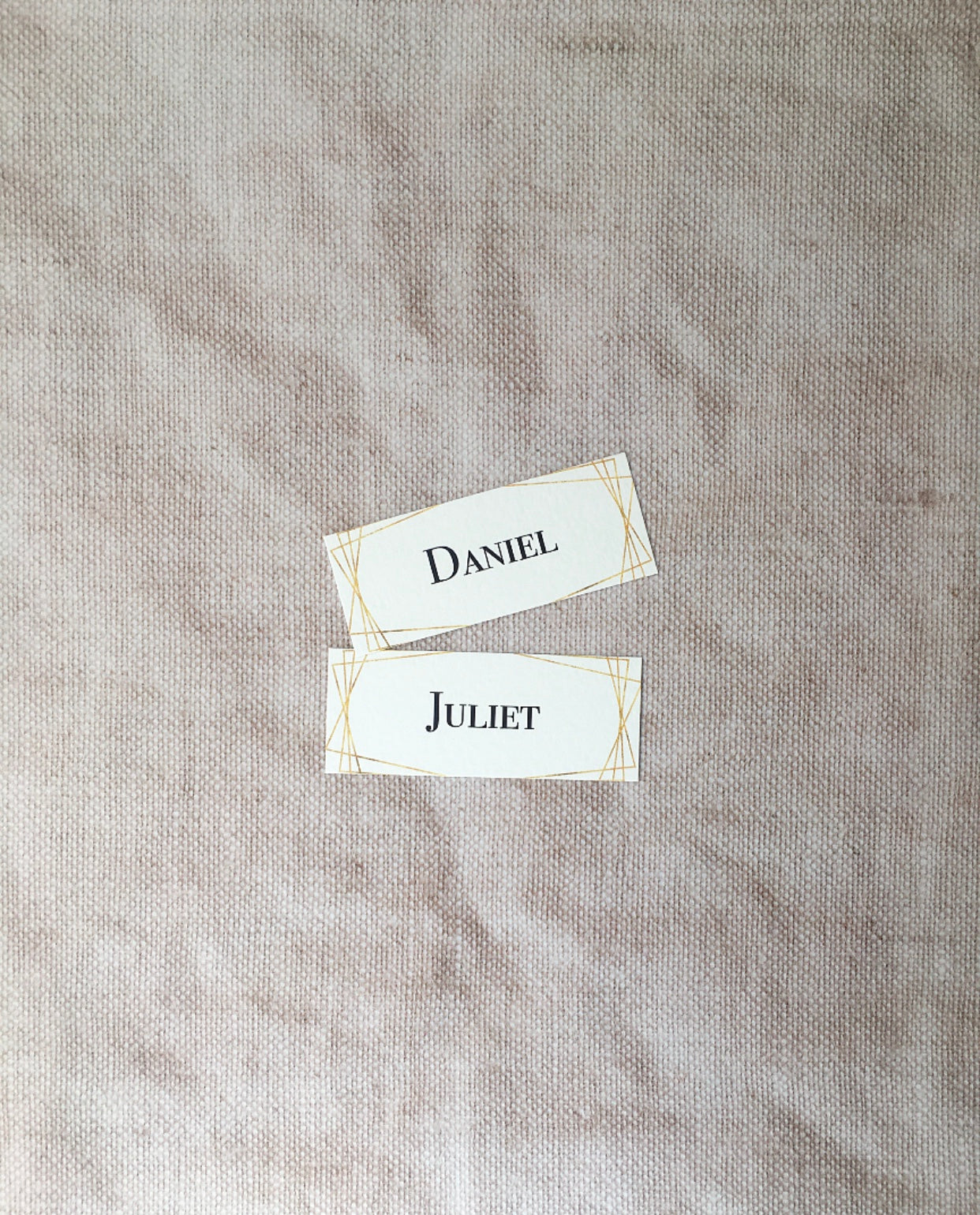 Geometric Ivory & Gold Wedding Place Name Cards