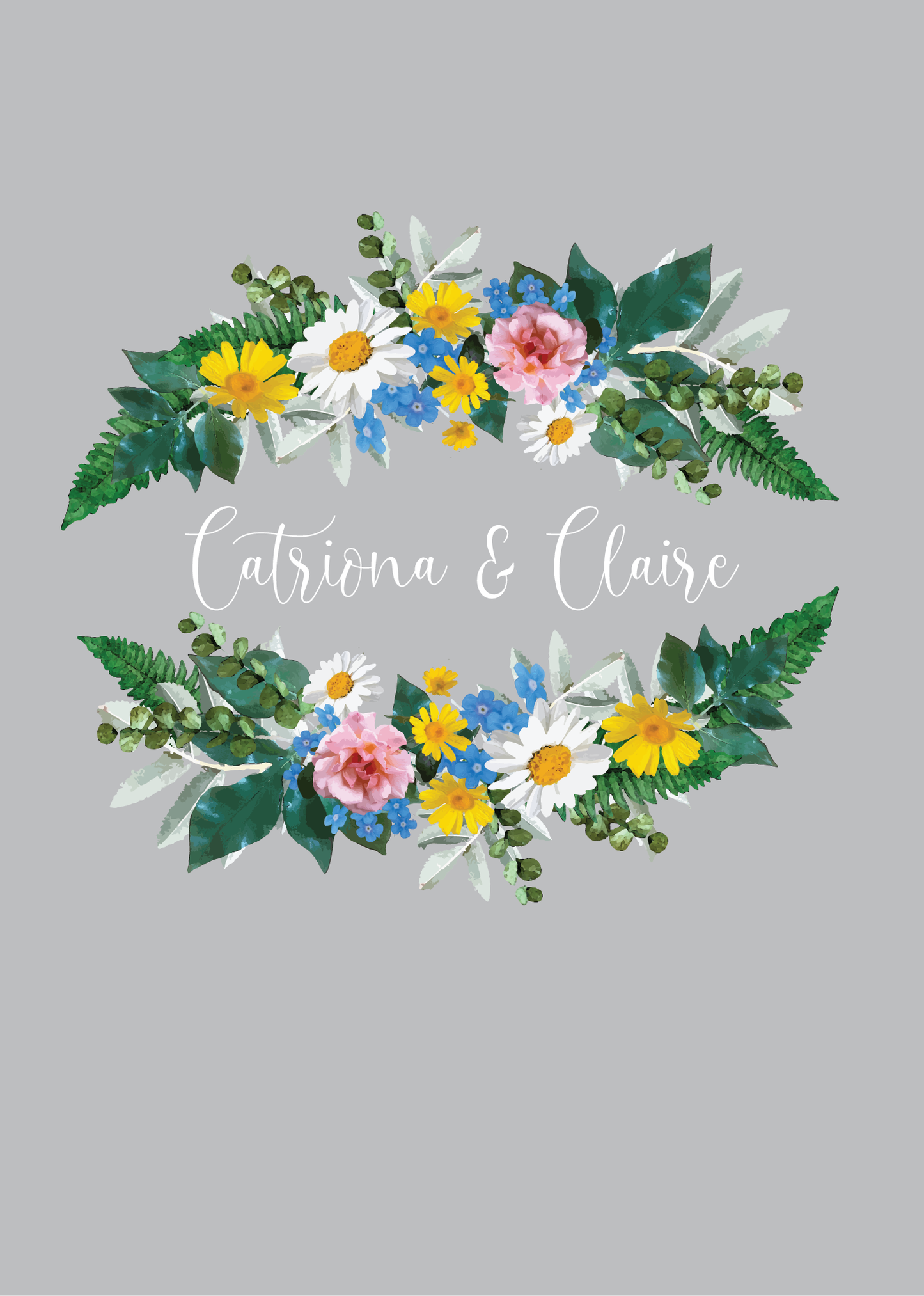 Vintage Grey Floral Wreath Wedding Invitation / Wedding Stationery