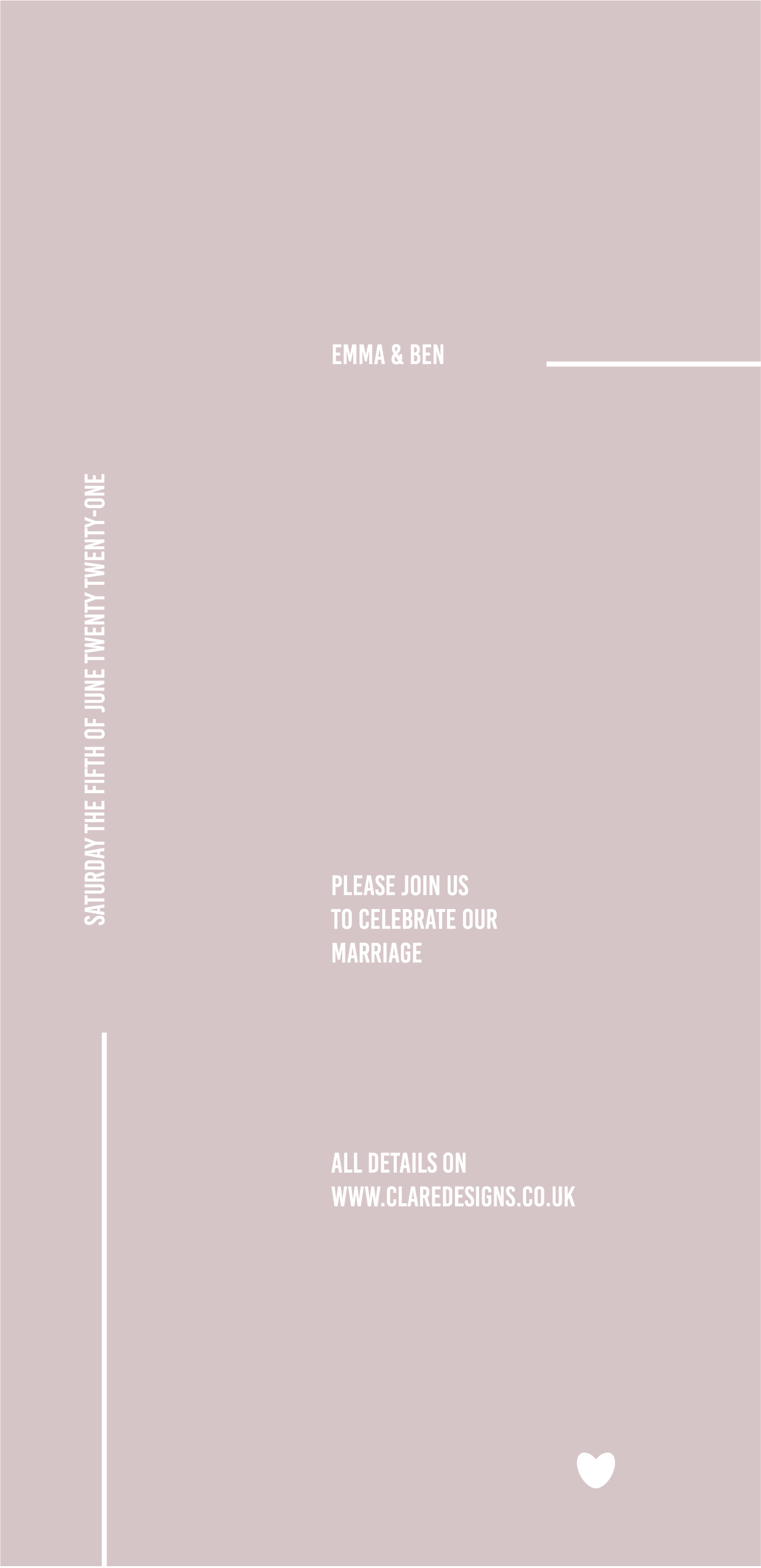 Minimal Wedding Invitation in Champagne / Wedding Stationery / Bookmark Invitation
