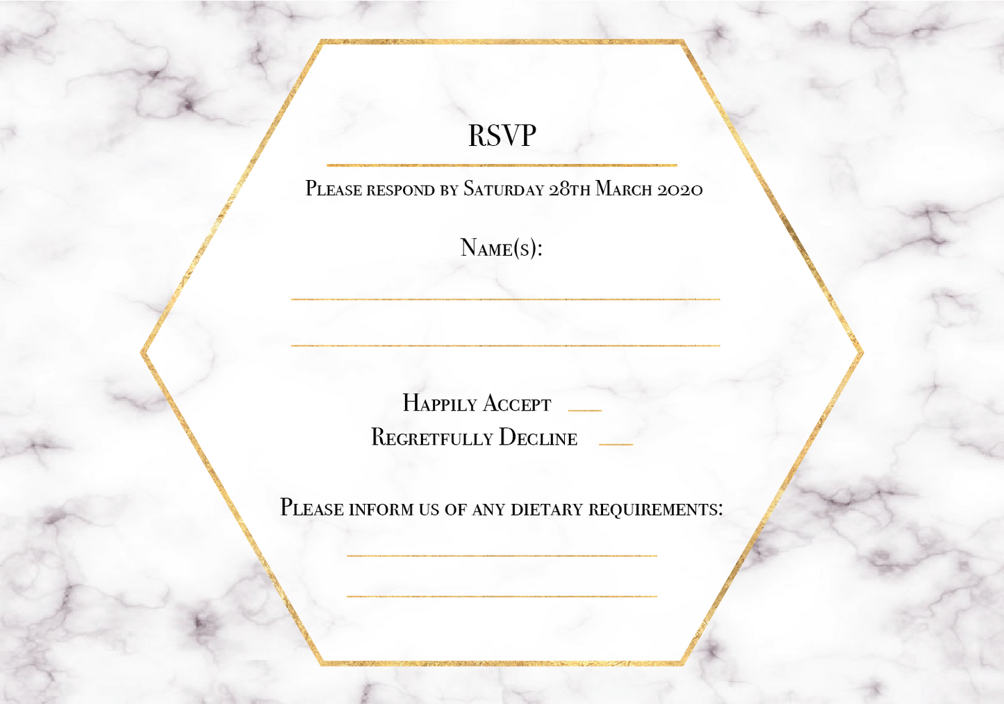 Geometric Marble Gold Foil Effect Frame RSVP