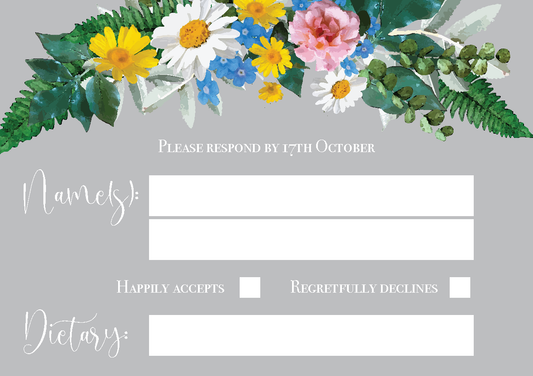 Vintage Grey Floral Wreath RSVP