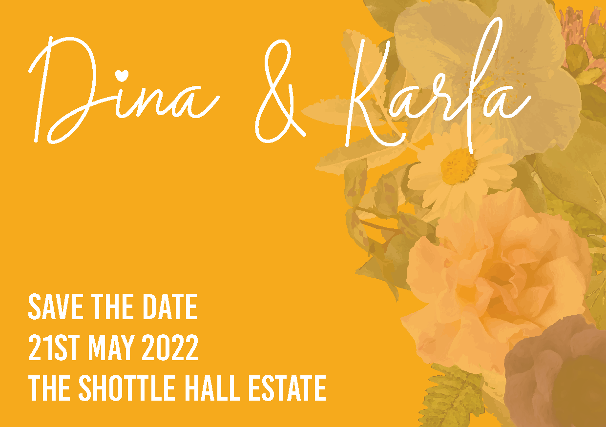 Vintage Mustard Floral Save The Date